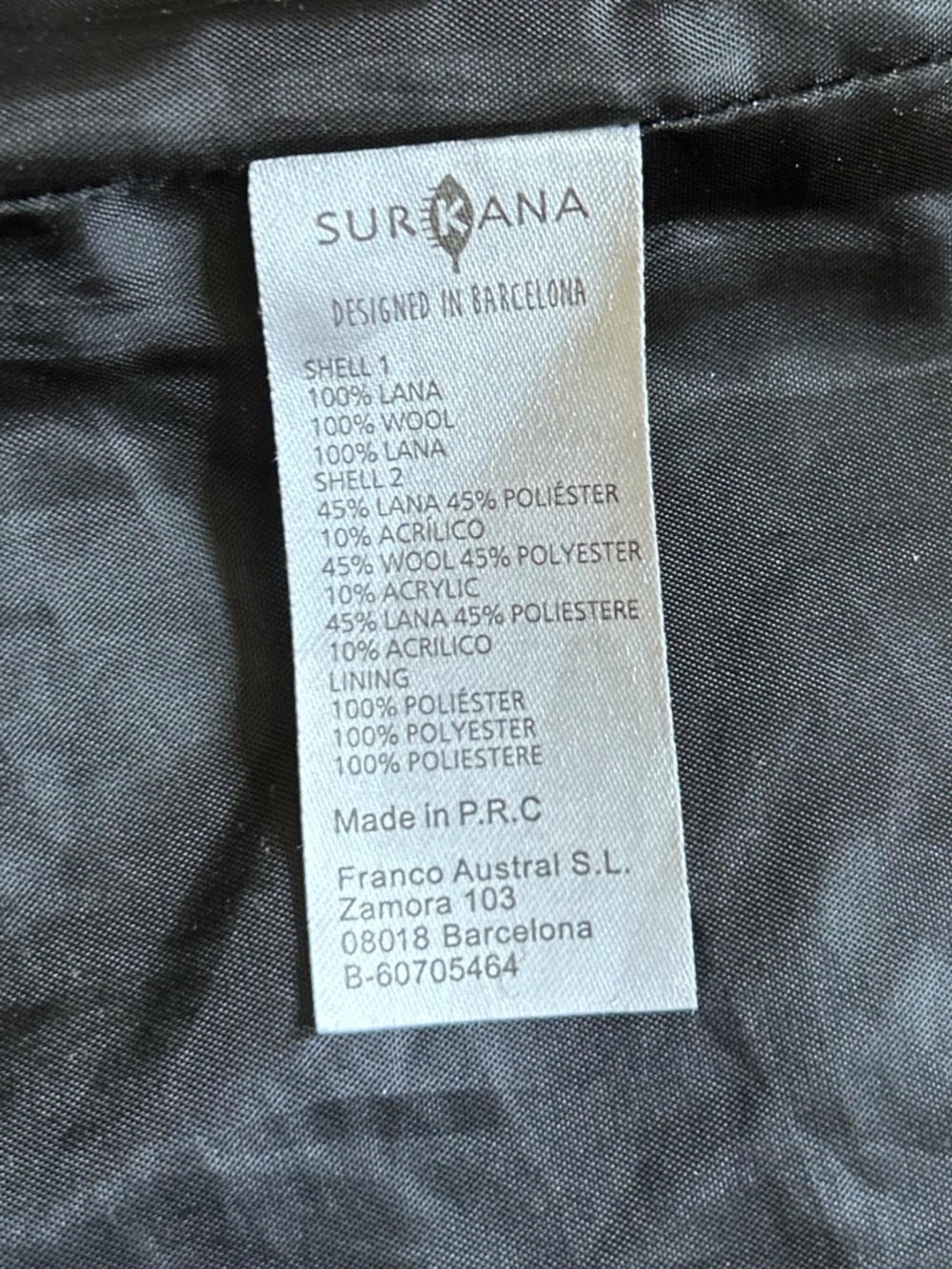 100% wool Women’s Gray Patterned Button-Front Coat sophisticated natural fibre - Picture 11 of 11